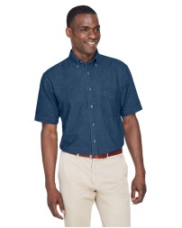 Harriton M550S Men's Short-Sleeve Denim Shirt