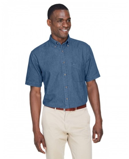 Harriton M550S   Men's Short-Sleeve Denim Shirt