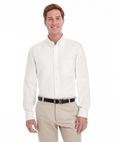 Harriton M581T   Men's  Tall Foundation 100% Cotton Long-Sleeve Twill Shirt with Teflon