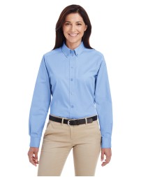 Harriton M581W Ladies' Foundation Cotton Long-Sleeve Twill Shirt with Teflon