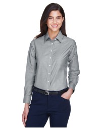 Harriton M600W Ladies' Long-Sleeve Oxford with Stain-Release