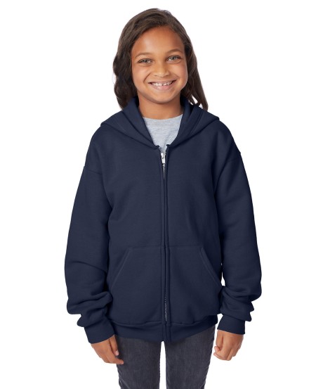 Hanes P480 Youth EcoSmart Full-Zip Hooded Sweatshirt