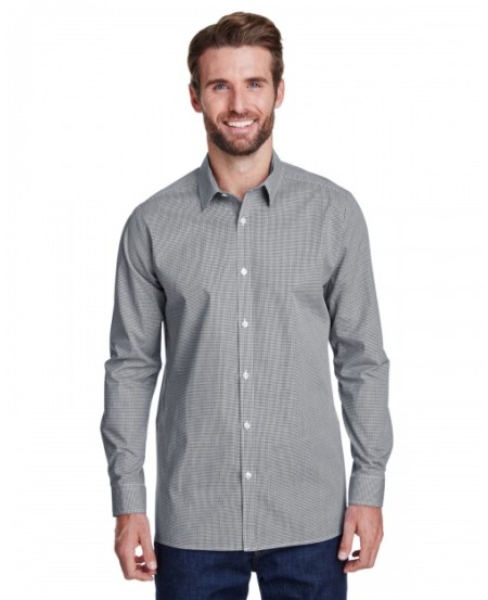 Artisan Collection by Reprime RP220   Men's Microcheck Gingham Long-Sleeve Cotton Shirt