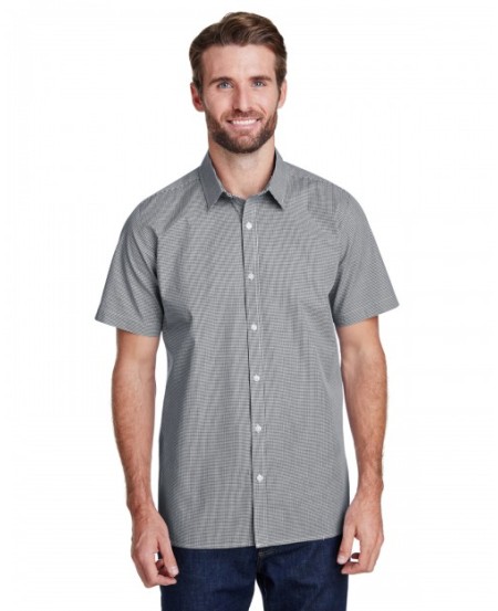 Artisan Collection by Reprime RP221   Mens Microcheck Gingham Short-Sleeve Cotton Shirt