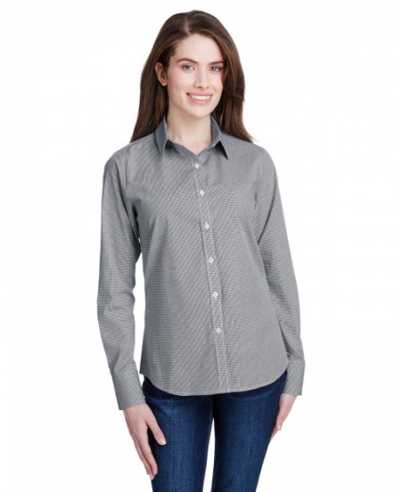 Artisan Collection by Reprime RP320   Ladies' Microcheck Gingham Long-Sleeve Cotton Shirt