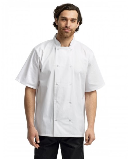 Artisan Collection by Reprime RP664   Unisex Studded Front Short-Sleeve Chef's Jacket