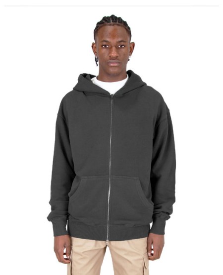 Shaka Wear SHGDZ   Men's Garment Dye Double-Zip Hooded Sweatshirt