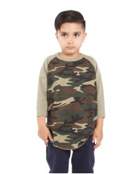 Shaka Wear SHRAGCY Youth Three-Quarter Sleeve Camo Raglan T-Shirt