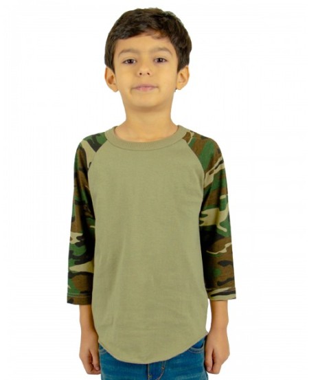 Shaka Wear SHRAGCY   Youth Three-Quarter Sleeve Camo Raglan T-Shirt